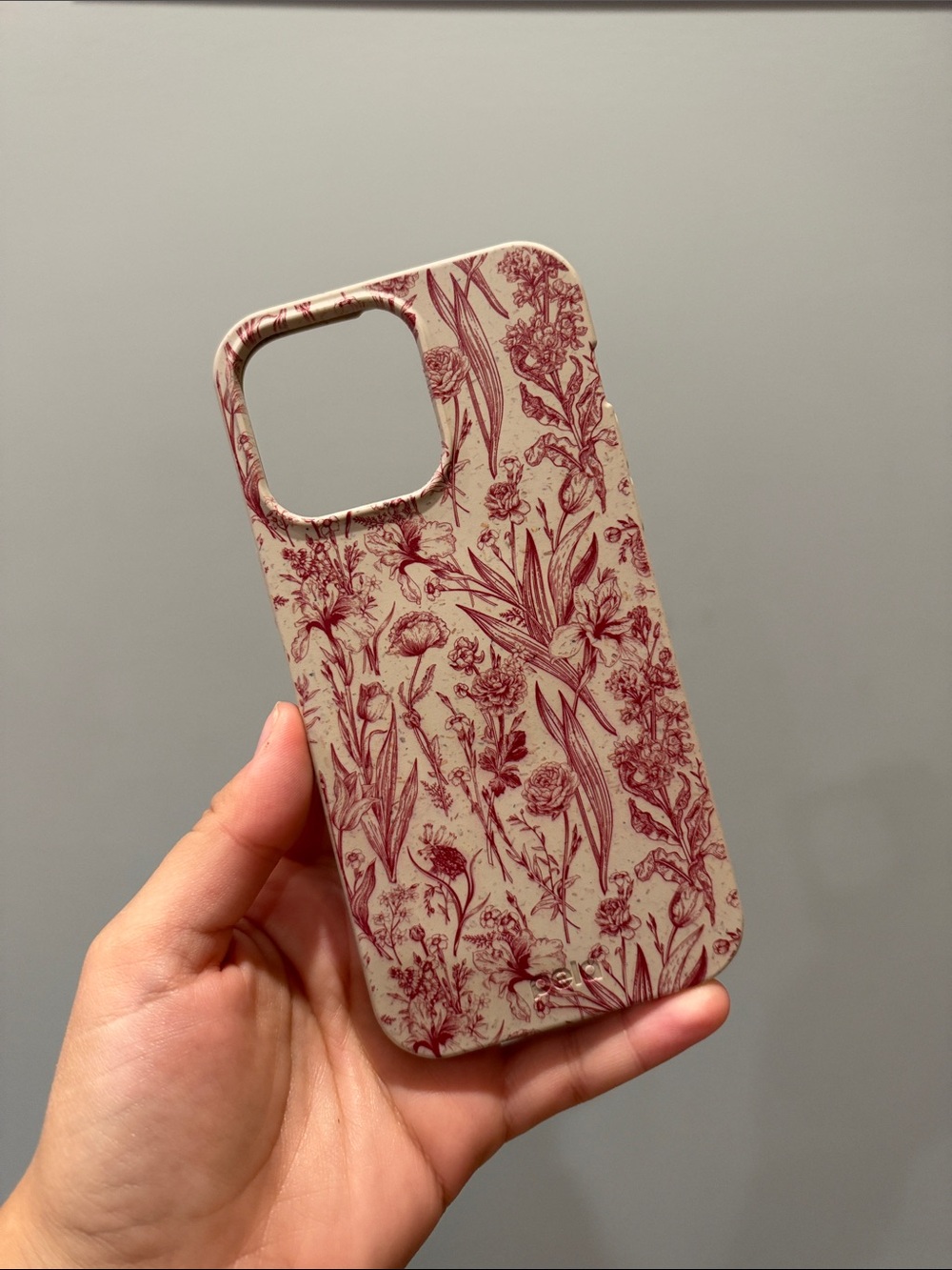Pela Cream Floral Phone Case with Red Botanical Print